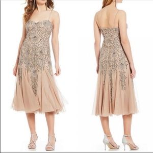 Gianni Binni Jane beaded flounce hem midi gown sz0